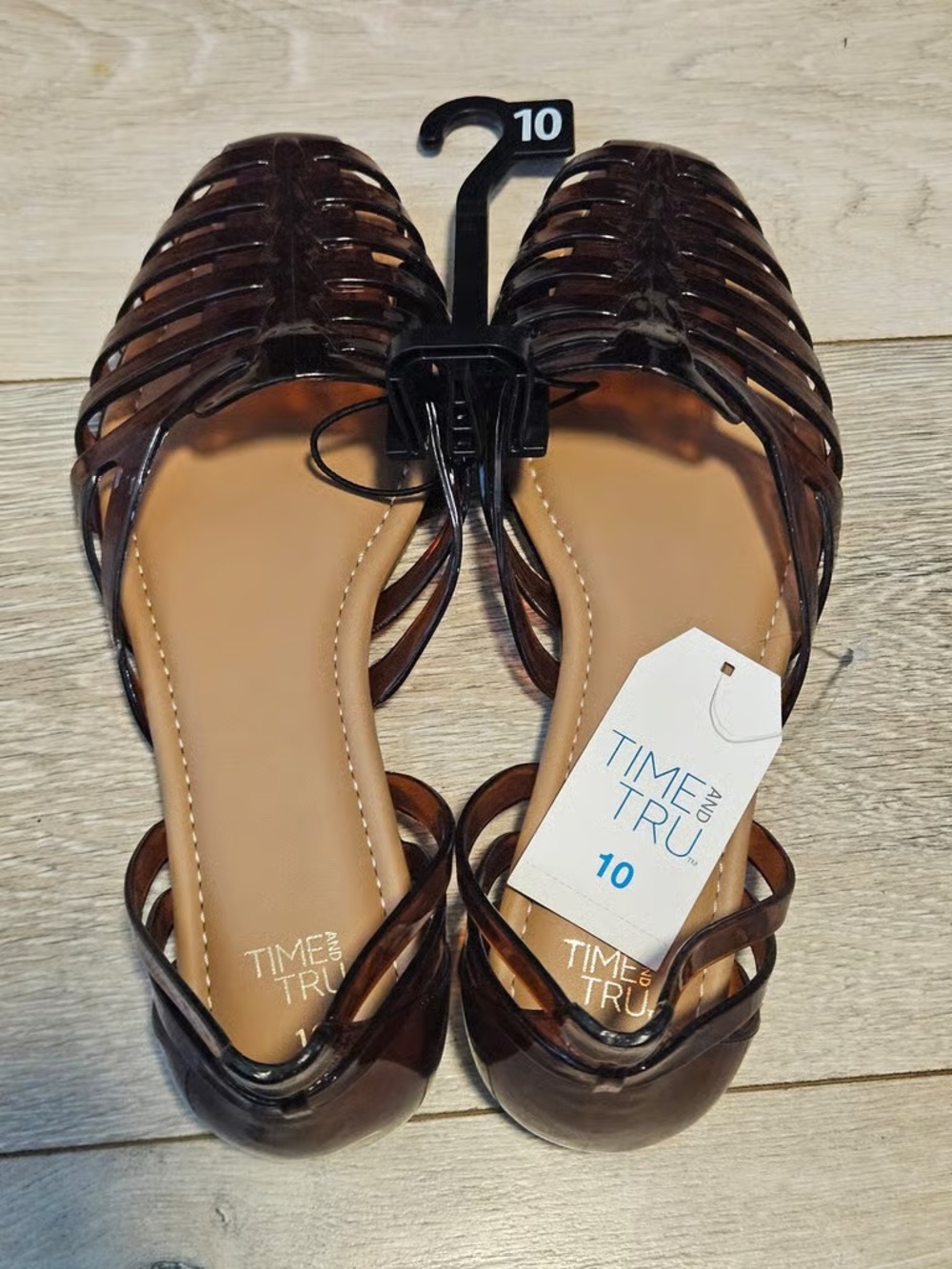 Time and Tru Brown Tortoiseshell Jelly Flats - Size 10